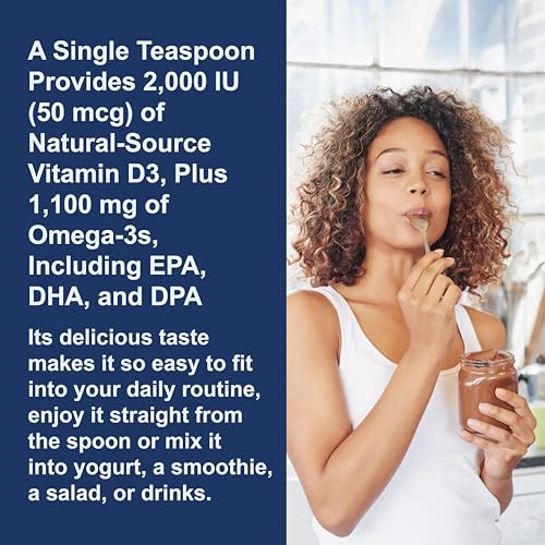 Carlson - Super D Omega-3, Wild-Caught Norwegian Arctic Cod Liver Oil, 2000 IU (50 mcg) Vitamin D3, 1100 mg Omega-3s, Sustainably Sourced Nordic Fish Oil Liquid, Lemon, 250 ml