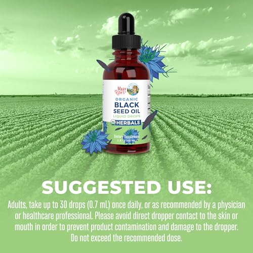 MaryRuth Organics Black Seed Oil Liquid Drops Cold Pressed, 3 Month Supply, USDA Organic Black Cumin Seed Oil, Immune Support, Respiratory Health, Sugar Free, Vegan, Non-GMO, Gluten Free, 2 Fl Oz