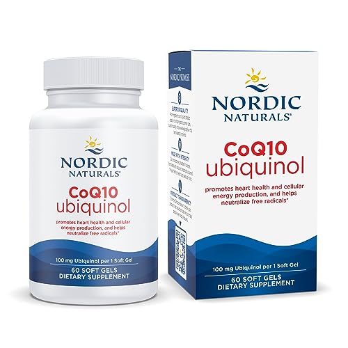 Nordic Naturals Nordic CoQ10 Ubiquinol - 60 Mini Soft Gels - 100 mg Coenzyme Q10 (CoQ10) Ubiquinol - Heart & Brain Health, Cellular Energy Production, Antioxidant Support - Non-GMO - 60 Servings