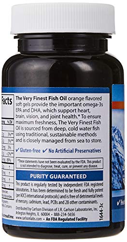 Carlson The Very Finest Fish Oil Orange 120 + 30 Softgels, 700 mg (May be Chewed)
