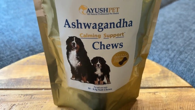Ayush Pet Ashwagandha Calming Support Chews, Ayurvedic Calming Supplement for Dogs and Cats, Ashwagandha Herbal Supplement, 30 Chews