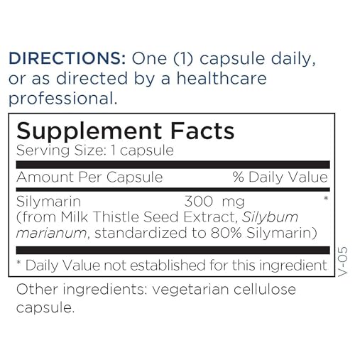 Metabolic Maintenance Silymarin 300 mg - Milk Thistle Supplement, Standardized 80% Silymarin, Pure Milk Thistle Seed Extract for Liver Cleanse + Detox Support, No Fillers - 180 Capsules