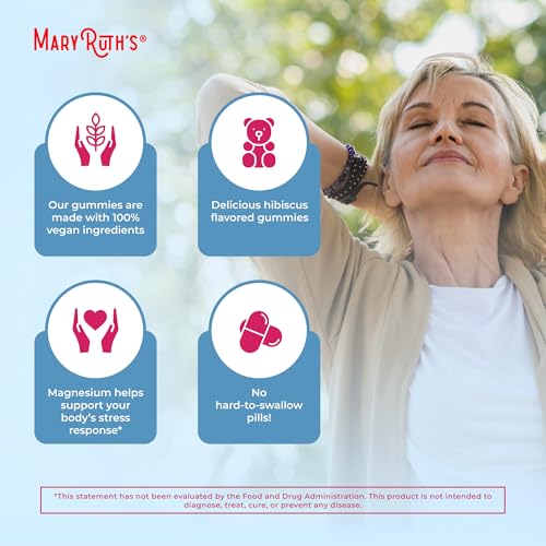 MaryRuth Organics Calm Magnesium Citrate Gummies | 2 Month Supply | Sugar Free | Magnesium Supplement for Adults | Stress Relief | Bone Health | Vegan | 60 Count