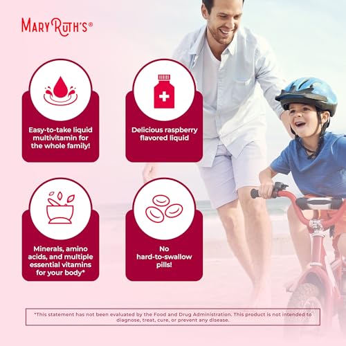 Multivitamin for Women, Men & Kids by MaryRuth's | Liquid Morning Multivitamin | Mens, Womens Vitamins | Vitamin A C D E B6 B12 Biotin Zinc | Beauty | Vegan | Non-GMO | Gluten Free | 32 Servings