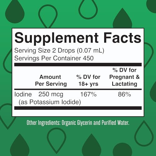 MaryRuth Organics Iodine Liquid Drops | Potassium Iodide | 1 Year Supply | 450 Servings | Thyroid Health | USDA Organic| Vegan | Non-GMO | Gluten Free | 1 Fl Oz