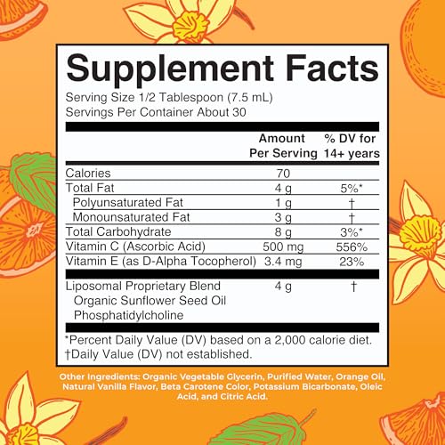 MaryRuth Organics Liposomal Vitamin C | Immune Support Supplement | Megadose Vitamin C Supplement 500mg | Skin Care | Liquid Vitamin C | Vitamin E | Vegan | Non GMO | 30 Servings