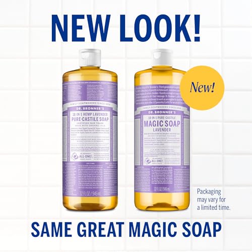 Dr. Bronner’s Pure-Castile Magic Liquid Soap - Made with Regenerative Organic Certified Oils - 18-in-1 Uses for Face, Body, Hand, Hair- Gentle on Sensitive Skin - All Natural Body Wash- Lavender, 32oz