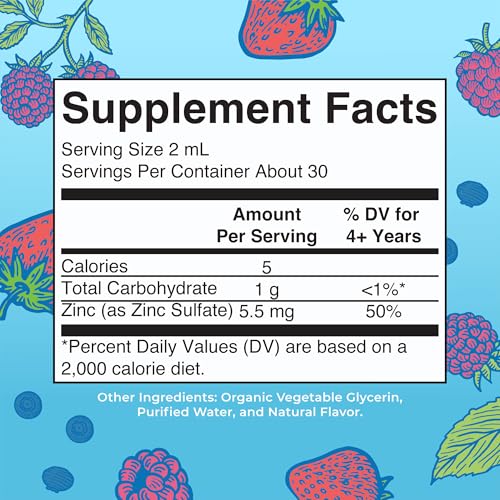 MaryRuth Organics Zinc Supplement for Immune Support, Immune Support Supplement for Kids, Ages 4-13, Zinc Sulfate, Vegan, USDA Organic, Glycerin Based, 2 Fl Oz