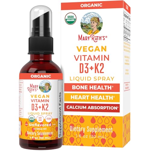 MaryRuth's Vitamin D3 | K2 | Liquid Spray | Supplement for Adults & Kids | Calcium Absorption Strong Bones | Vegan | Non-GMO | Gluten Free | 1 Fl Oz