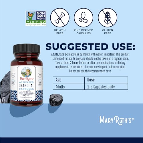 Activated Charcoal by MaryRuth's | Activated Charcoal Capsules | Substance Adsorption | Derived from Coconut Shells | Vegan Capsules from Pine Trees | Non-GMO | Gluten Free | 40 Count