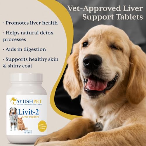 Ayush Herbs Livit-2 Pet Health Supplement, Liver and Gastrointestinal Support, Healthy Skin and Hair, Small or Large Animal, Young or Senior Pet, 90 Tablets