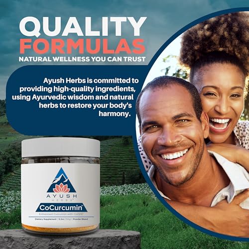 Ayush Herbs CoCurcumin - Turmeric Powder, Curcumin Powder with Black Pepper, CoQ10, MCT Oil for Glowing Skin, Joint, Muscle, and Gut Health - 4.2 Oz Jar (30 Servings)