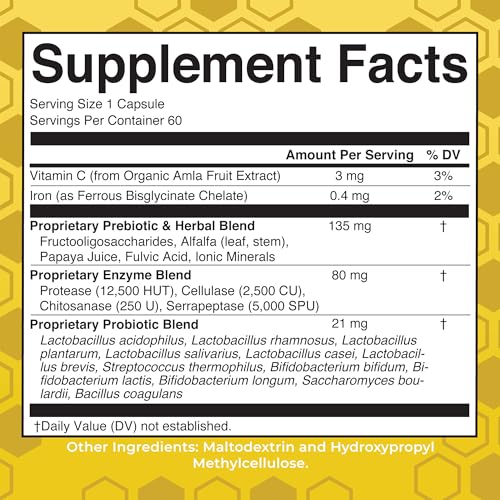 MaryRuth Organics Gut Flora Health+ Enzymes | Up to 2 Month Supply | Prebiotic Probiotic Digestive Enzymes Blend for Healthy Gut Biome & Digestive Support | Gastrointestinal Health | 60 Capsules
