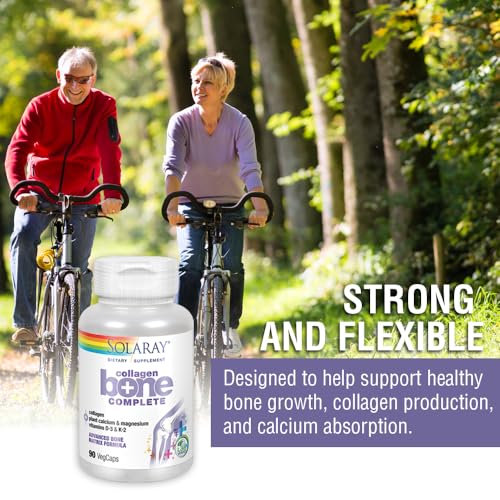 SOLARAY Collagen Bone Complete | Advanced Bone Matrix Formula with Plant Calcium & Magnesium | 30 Servings | 90 VegCaps