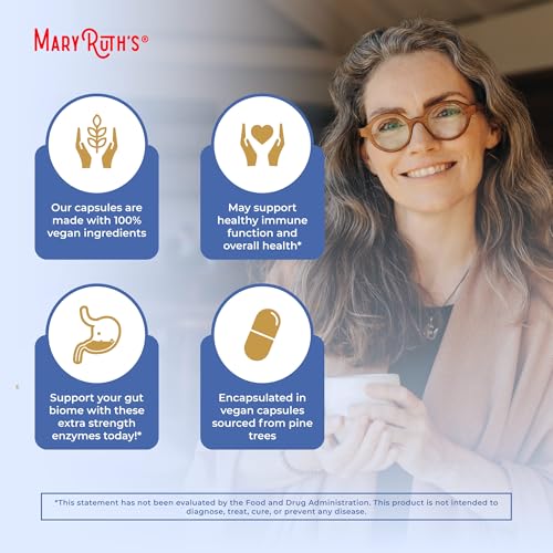 MaryRuth Organics Ultra Digestive Enzymes Capsules | Up to 2 Month Supply | Supplement for Gut Health Support | Digestion & Immune Support with Amylase | Lipase & Lactase | Vegan | 60 Count