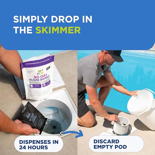 FROG 90-Day Algae Barrier - Dry Formula Algaecide Prevents Black, Green and Yellow Algae for Pools up to 20,000 Gallons - Pool Maintenance & Treatment - 2 Pods