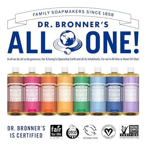Dr. Bronner's Magic Soap-Pure-Castile Liquid Soap (Tea Tree, 32 ounce, 2-Pack)-Regenerative Organic Certified Oils, 18-in-1 Uses: Body, Hair, Laundry, Pets & Dishes, Concentrated, Vegan, Non-GMO