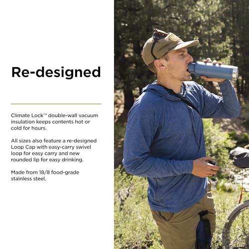 Klean Kanteen Classic Stainless Steel Double Wall Insulated Water Bottle with Loop Cap