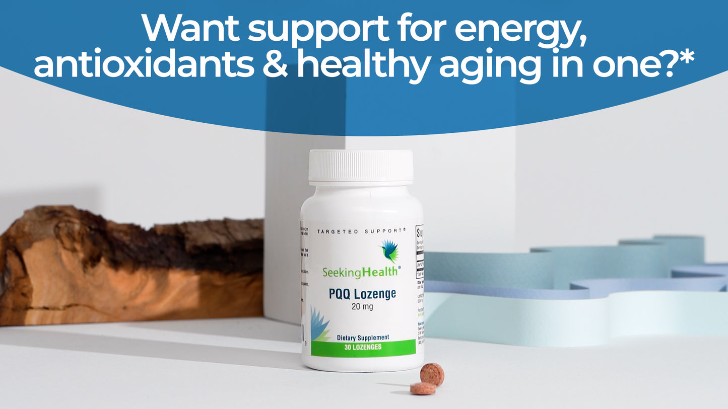 Seeking Health PQQ, 20 mg Pyrroloquinoline Quinone (PQQ) per Lozenge, Antioxidant-Like Nutrients to Support Healthy Aging and Oxidative Stress, Vegetarian and Vegan (30 lozenges)