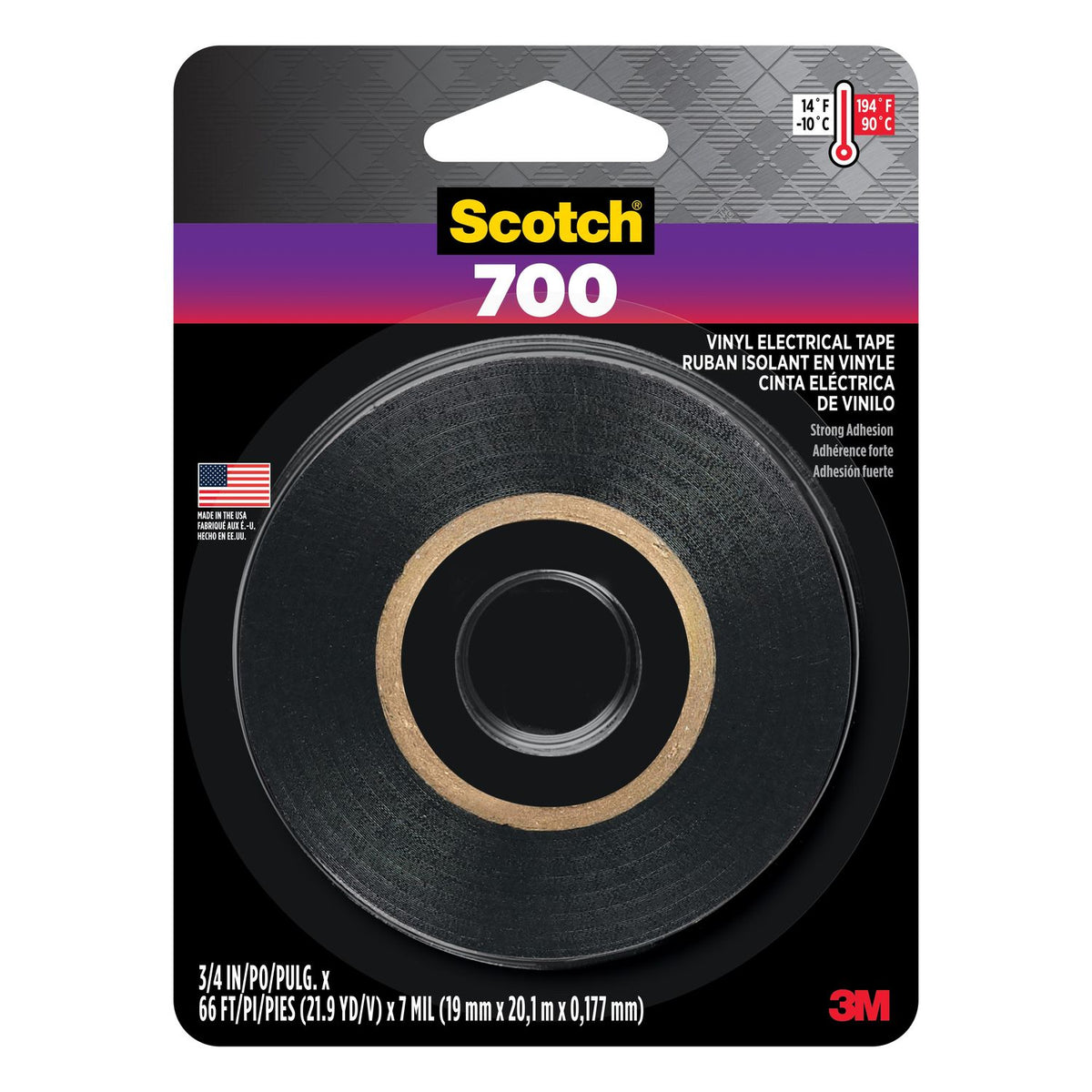 3M Scotch 700 Vinyl Electrical Tape, Black, 3/4 in x 66 ft | 03429NA (1/3)