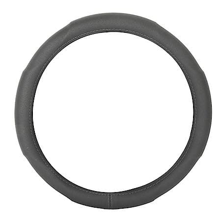 Car & SUV Steering Wheel Cover, Grey Perforated PU Leather, Sport, Fits 15" & Smaller, Contour Grip