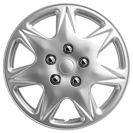AutoCraft 15" Wheel Cover: 7-Spoke, Silver, High Impact Plastic, 4 Pack