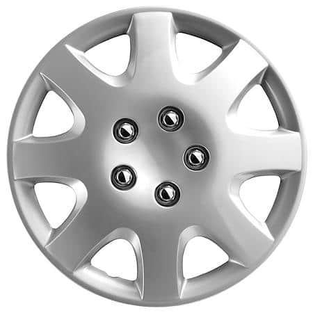 AutoCraft 15" Wheel Cover: 8-Spoke, Silver, High Impact Plastic, 4 Pack