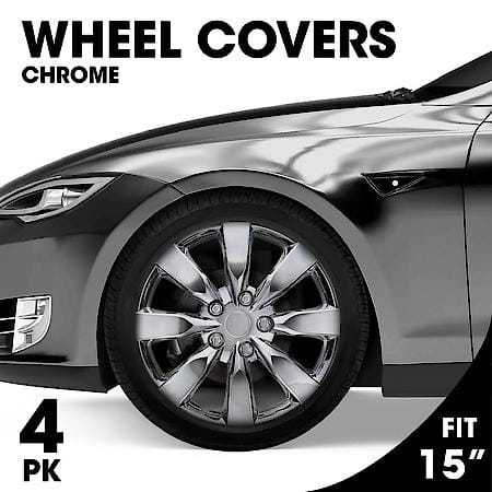 AutoCraft 15" Wheel Cover: 8-Spoke, Chrome, High Impact Plastic, 4 Pack