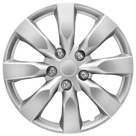16" Wheel Cover: Turin 2, 8-Spoke, Silver, High Impact Plastic, 4 Pack