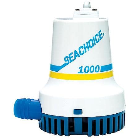 Bilge Pump - 1000 Gph - 12 Volt - Outlet: 1- 1/8" - Fuse Size: 7A - Rugged White Abs Plastic
