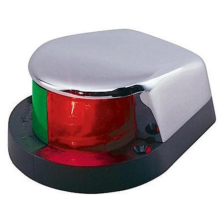 Led Bow Light W/Red & Green Lenses - 1 Mile Visibility, Chrome Plated - 4"L X 1-3/4"H X 3-1/8"W