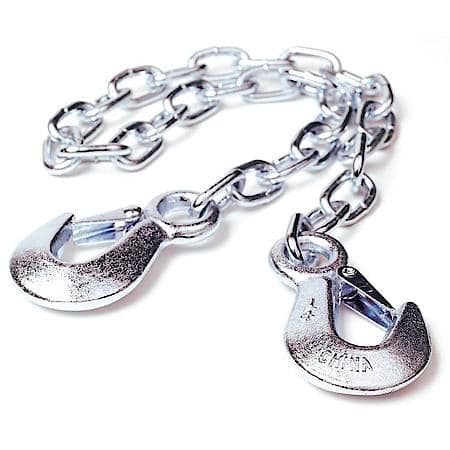 Trailer Safety Chain - Welded Zinc Plated Links With Clevis Hooks At Both Ends - 1/4" X 42" - 5,000 Lb