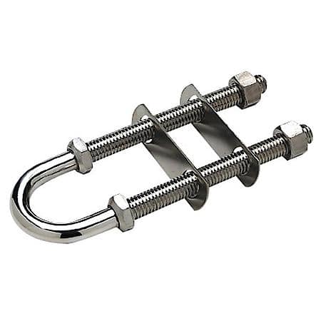 Stern Eye, Double Shank, S/S - Pull: 3200 Lbs. - Face Plate: 3/4" X 2-1/4" - Thread: 3/8" X 3-7/16"
