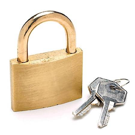 1-1/2" Brass Padlock - Solid Brass Body And Hasp With Two Nickel Plated Brass Keys