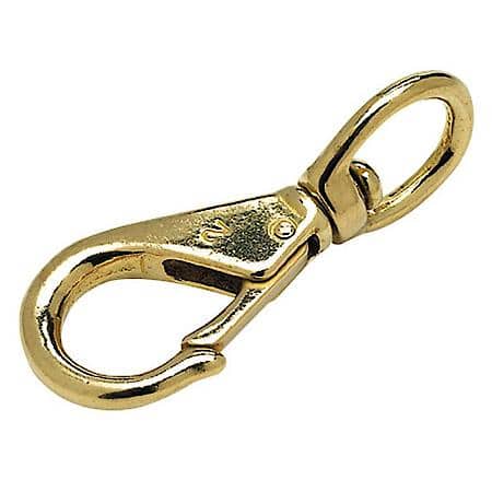 Swivel Eye Snaps - Polished Cast Brass - Size:#1 - Length: 3-1/4" - Eye I.D.: 5/8" - Snap I.D.: 3/8"