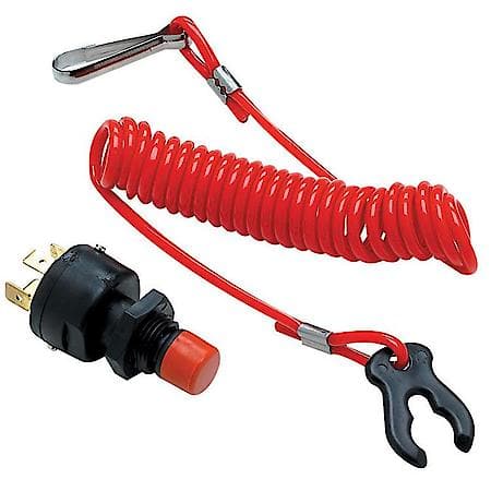 Kill Switch - Universal - 50" Coil Type Tether. Black Nylon Casing. 5 Amp @ 12V