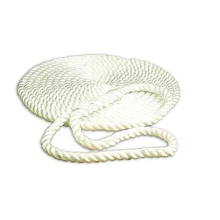 Nylon Dock Line - 3/8" X 15' Three-Strand Twisted Nylon W/10" Eye Splice - Resists Abrasions & Rot