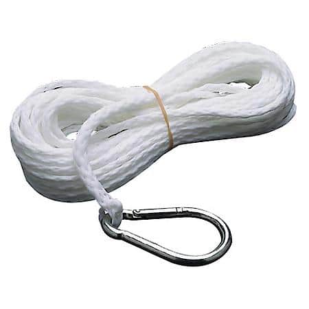 Polypropylene Anchor Line With Hook - Size: 1/4" X 50' - Great For Small Boats With Mushroom Anchors