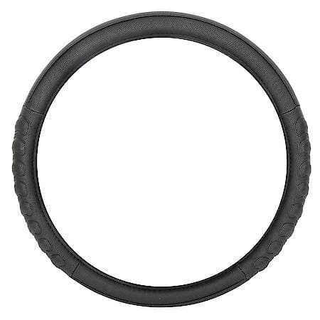 Action Grip Steering Wheel Cover: Black Faux Leather, Fits 14.5" - 15"