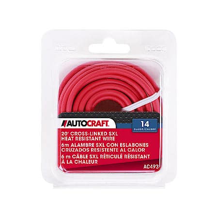 Heat Resistant Wire, Cross-Linked Sxl, 14 Gauge, Red, 20 Ft