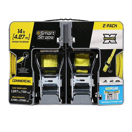 14' 5000lb RatchetX Ratchet Tie Down 2 Pack Yellow
