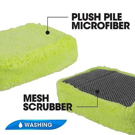 Microfiber Sponge With Scrubber, Green, 5.5" Wide x 8.6" Length x 2.36" Thick
