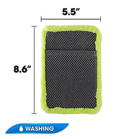 Microfiber Sponge With Scrubber, Green, 5.5" Wide x 8.6" Length x 2.36" Thick