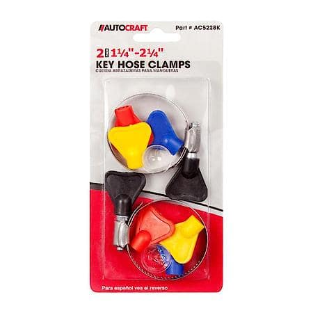 Key Hose Clamps, No. 28, 2 Pack, Range: 1-1/4"-2-1/4"
