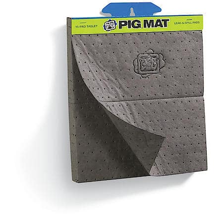 Pig Universal Light-Weight Absorbent Mat Tablet, 19"X15", 15/Tablet