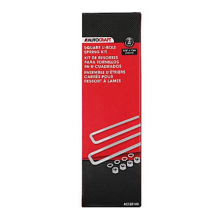 5/8" Square U-Bolt Leaf Spring Kit with Nuts & Washers (2 Pack)