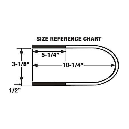Round U Bolt, 1/2" x 3-1/8" x 10-1/4", 4 Pack