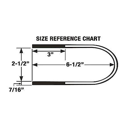 Round U Bolt, 7/16" x 2-1/2" x 6-1/2", 2 Pack