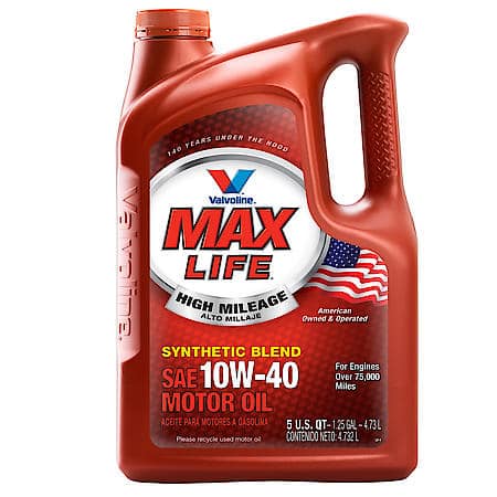 High Mileage 10W-40 Synthetic Blend Motor Oil, Prevents Engine Breakdown, 5 Quart