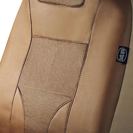 Car & SUV Seat Cover, Tan PU Leather, Sporty, Universal, High Back, Breathable, Soft hand feel, 1 Pk